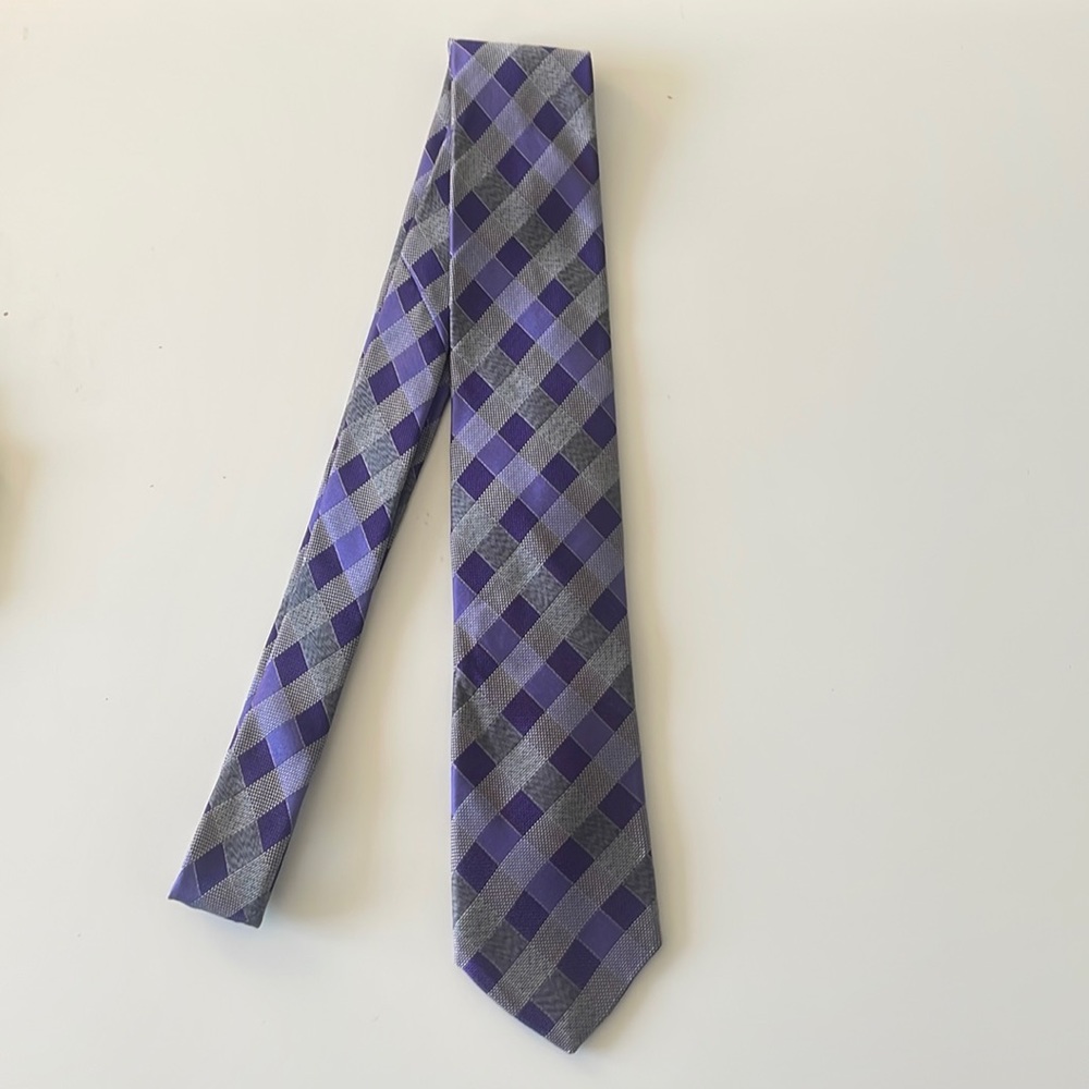 Extra Long 63” Vintage Jhane Barnes Silk Purple Plaid Tie